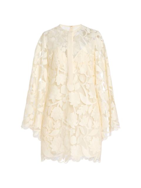 Embroidered Tulle Mini Dress off-white