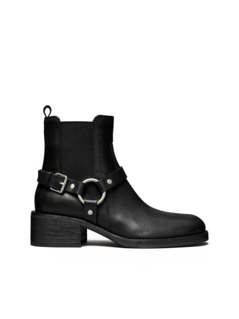 buckle-strap ring-detail ankle boots