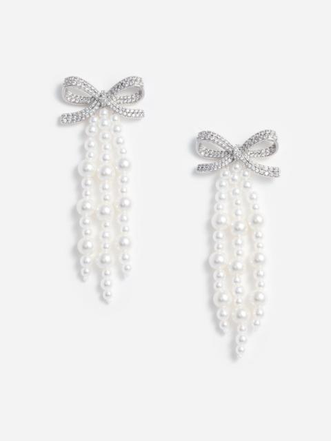 Bow Pearl Waterfall Earrings