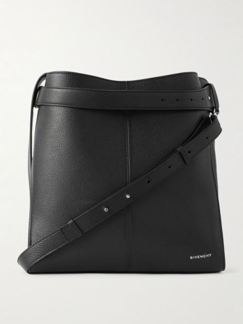 Medium Full-Grain Leather Messenger Bag Black