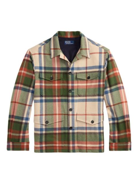 plaid-pattern buttoned overshirt
