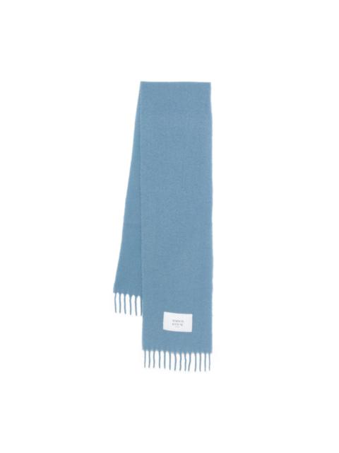 fringed logo-patch scarf
