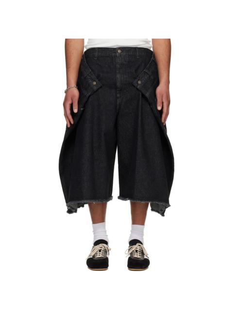 Black Denim Maxi Shorts