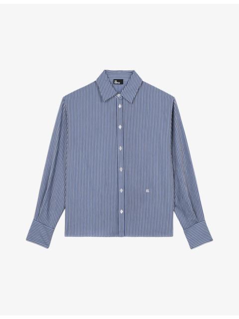 Stripe straight-cut woven shirt