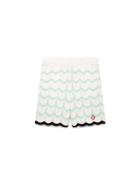 Gradient Wave Cotton Crochet Shorts | Casablanca Paris