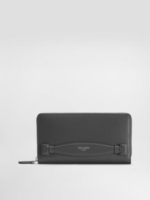 Zip-around calfskin wallet