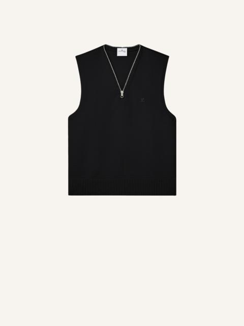 ZIPPED V-NECK WOOL SWEATER