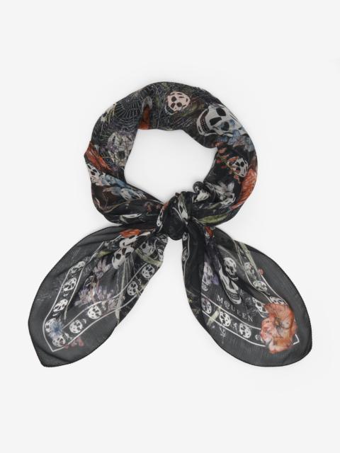 Skull & Spider Floral Scarf