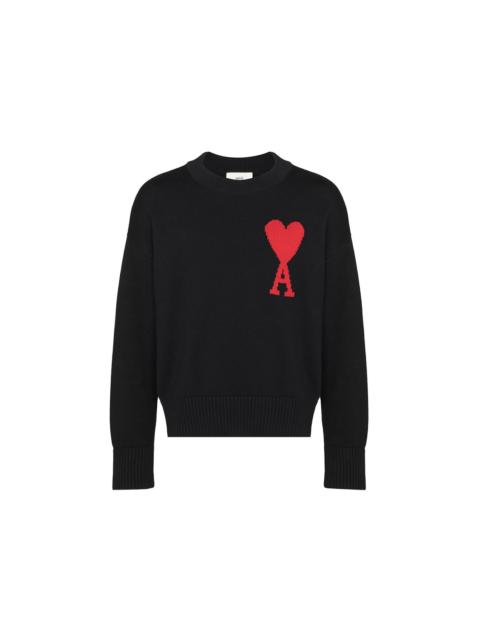 Ami Paris Ami De Coeur Intarsia Merino Wool Oversized Sweater Black