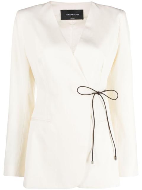 side-fastening wrap blazer