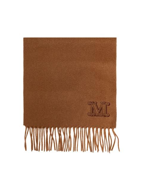logo-embroidered fringed-edge scarf
