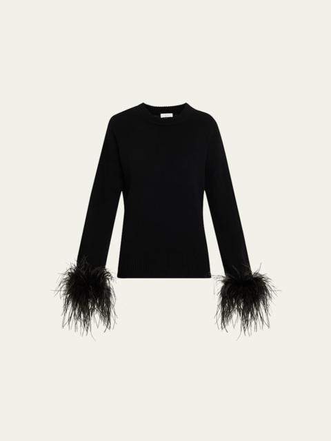 Wilda Feather-Trim Crewneck Sweater