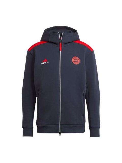 Men's adidas Fcb Zne Bayern Munich Black Soccer/Football Training Sports Hooded Jacket Deep Navy Blu