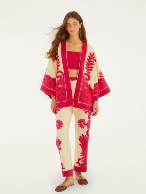 Pink Spring Arabesc Cutwork Lenzing Ecovero Euroflax Pants