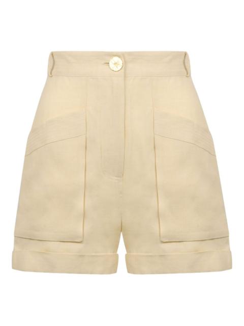 pleated utility shorts