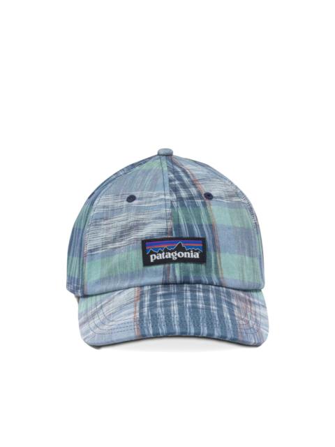 P-6 checked logo-patch baseball  hat