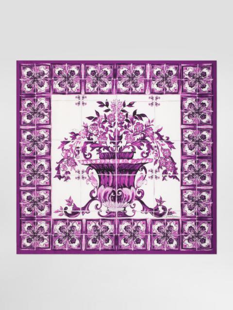 Majolica-print 90x90 silk twill foulard