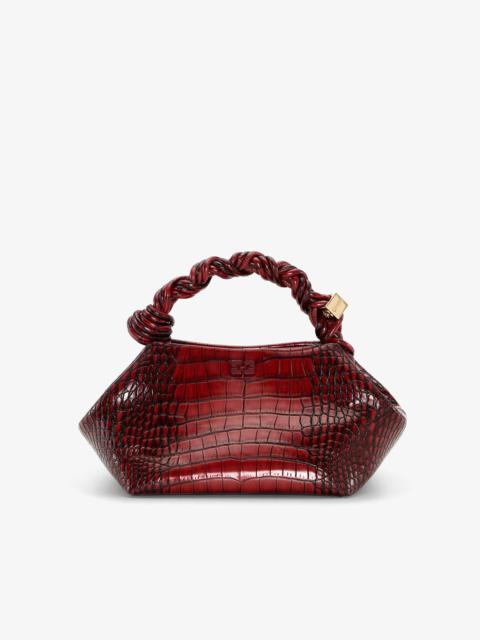 BURGUNDY CROCO SMALL GANNI BOU BAG