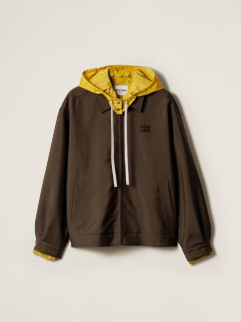 Kid mohair and technical pongé blouson jacket