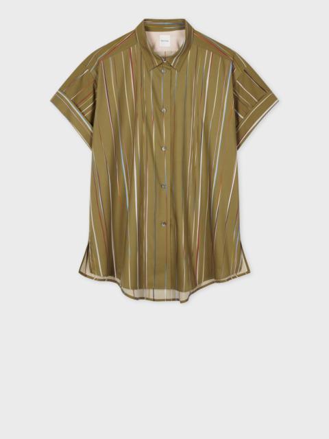 Women's Green 'Signature Stripe' Short Sleeve Shirt