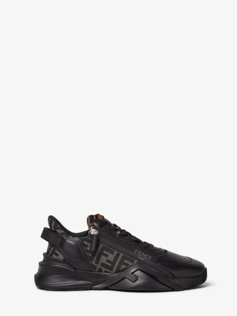 Black leather low-tops