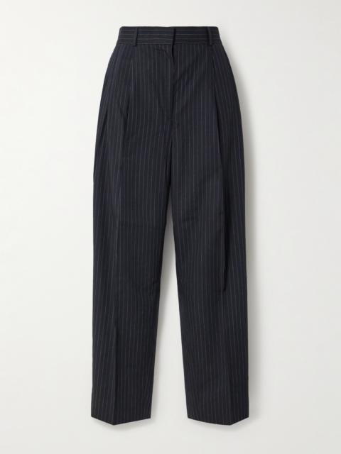 Pleated Pinstriped Wool-blend Tapered Pants