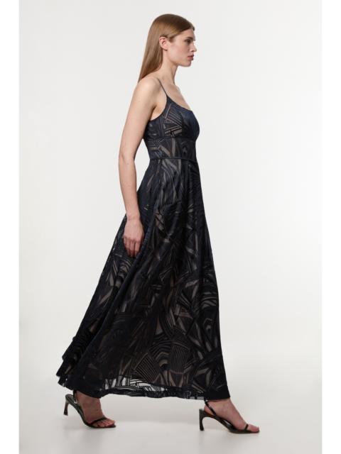 Amelia Graham Tall Burnout Split Woven Prom Strappy Maxi Dress