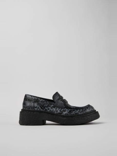 Gray-Black Leather Loafers