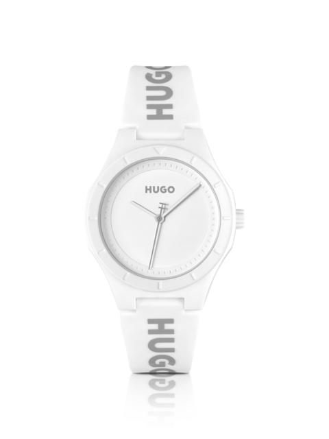 BRANDED SILICONE-STRAP WATCH WITH MATTE-WHITE DIAL