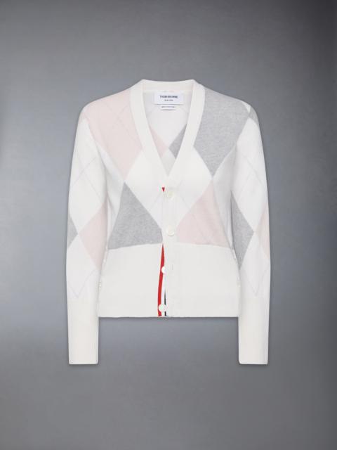 ARGYLE INTARSIA CASHMERE V NECK CARDIGAN