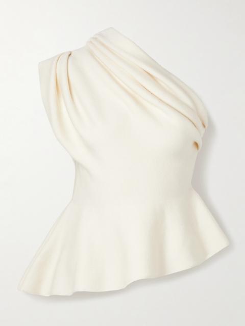 Aimee Asymmetric One-shoulder Wool-blend Peplum Top
