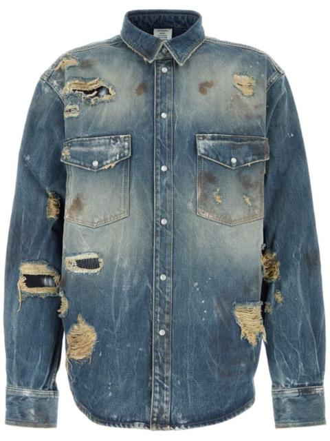 distressed denim shirt