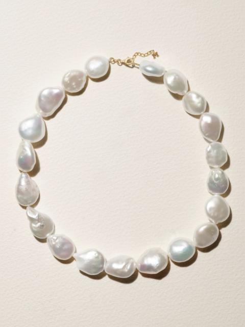 14-karat gold pearl necklace White