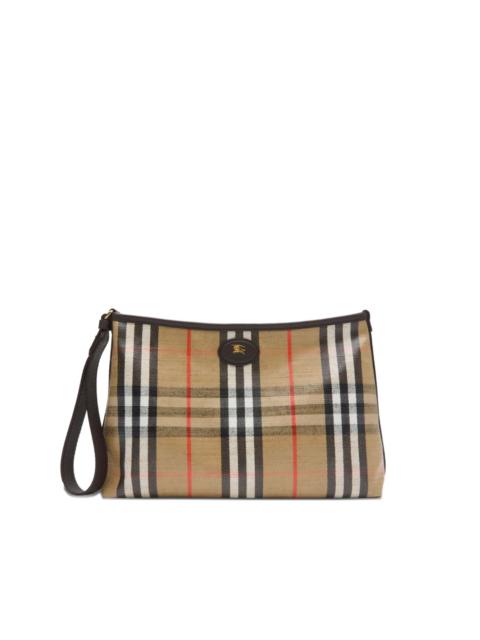 check leather highlands clutch bag