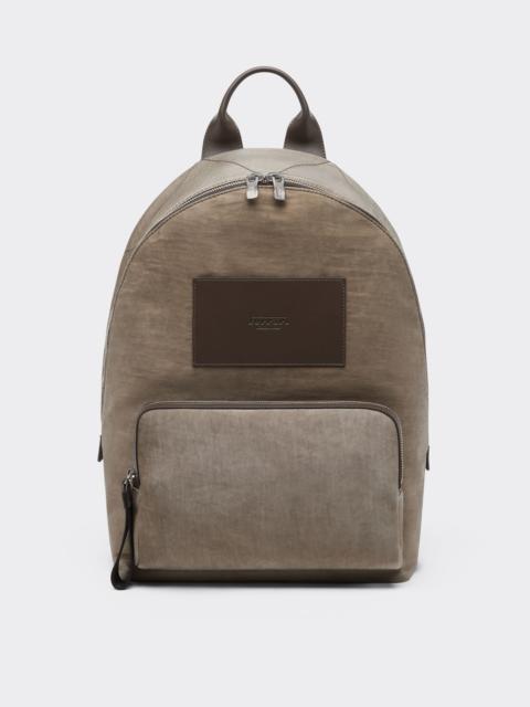Nylon and leather backpack