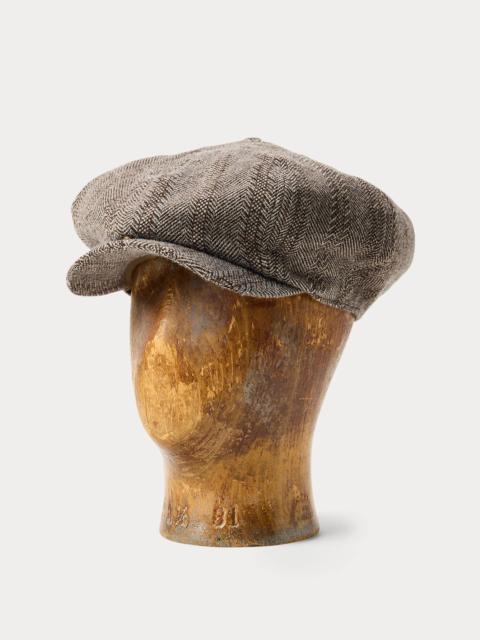 Wool-Cotton Herringbone Newsboy Cap