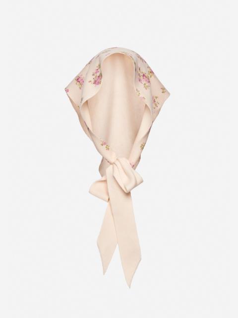 Cotton headscarf in cream floral print