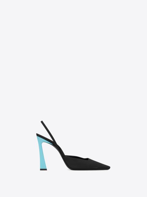 blade slingback pumps in shantung and patent leather