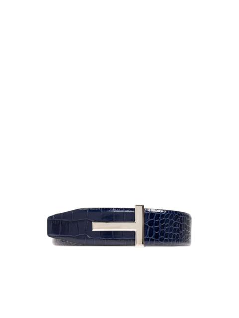 crocodile-effect t-buckle belt