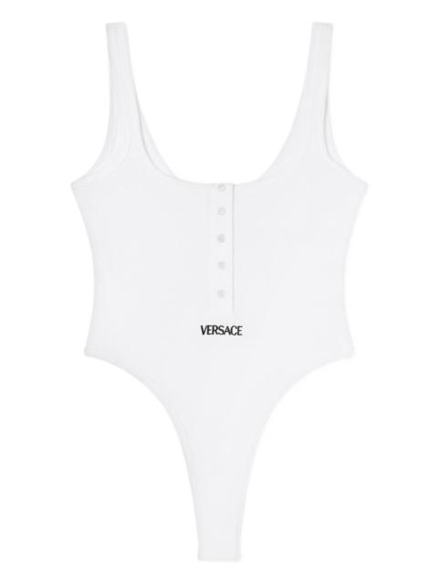 logo-embroidery ribbed bodysuit
