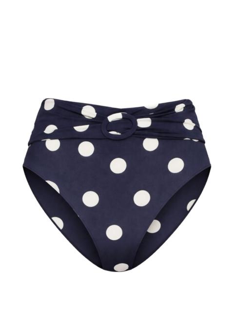 Alouette polka dot ring high waist bikini bottom