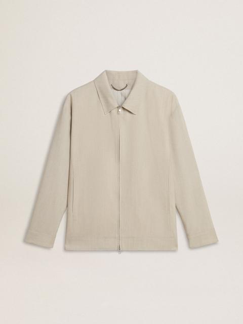 Men's khaki wool blend coach jacket