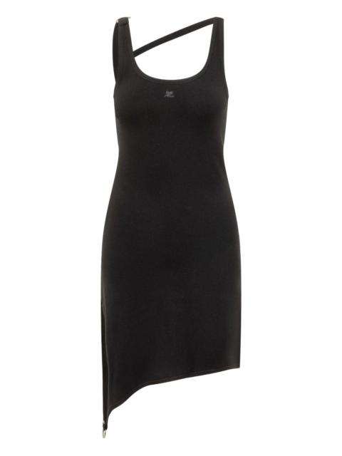 asymmetrical-strap mini dress