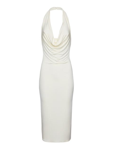 Draped Halter Midi Dress off-white