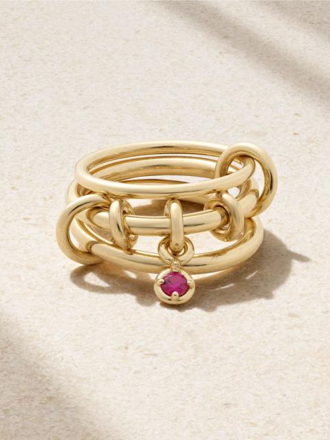 Piera set of three 18-karat gold sapphire rings Gold