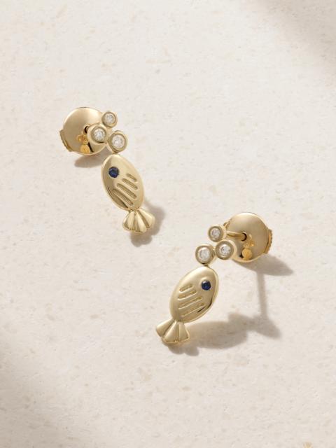 Sous L'eau 9-karat Gold, Diamond And Sapphire Earrings