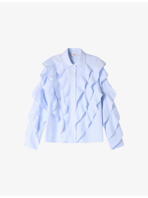 Ruffled Long-Sleeved Cotton Shirt
