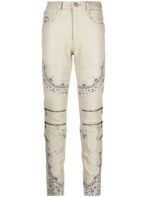 bandana-panelling skinny leather trousers