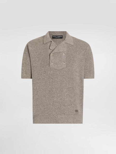 Cotton and linen polo shirt