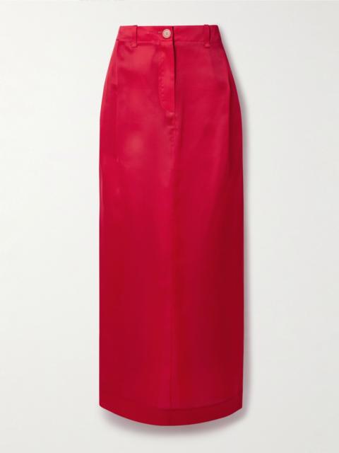 Lucian pleated silk-organza maxi skirt Red